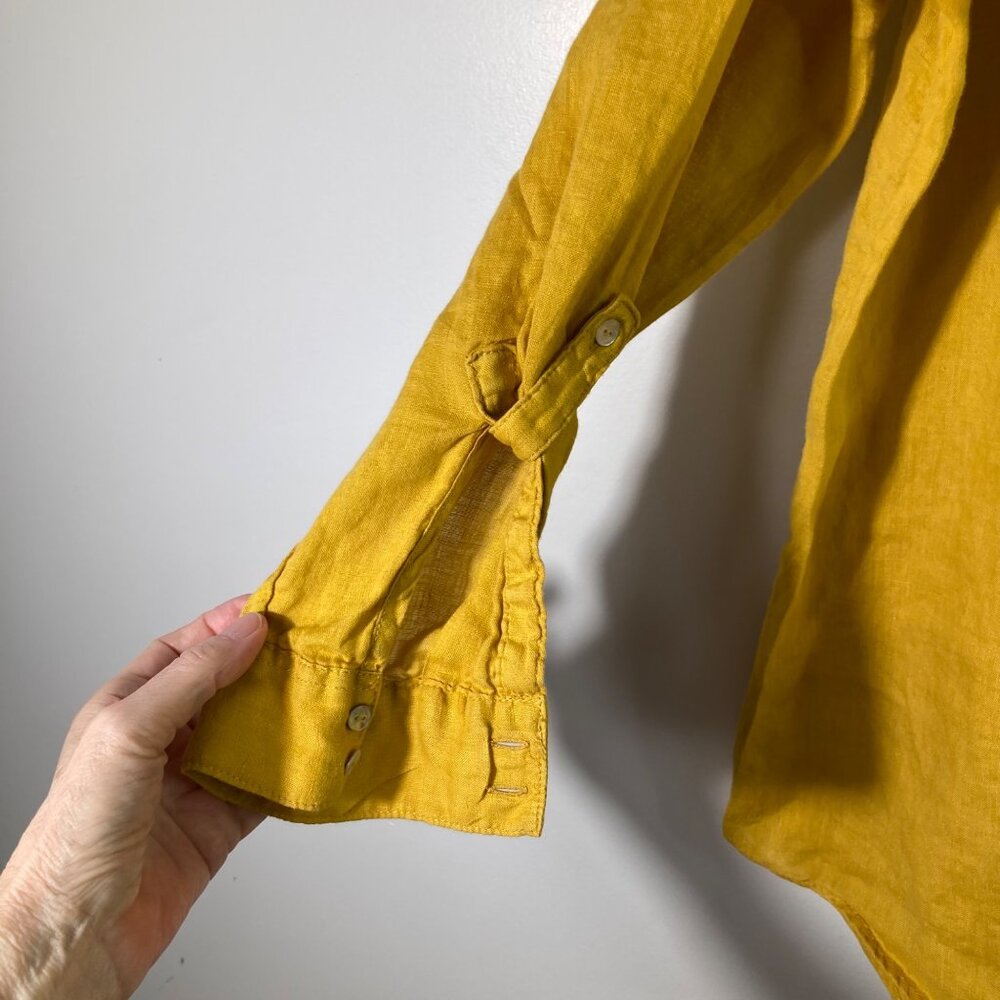 C&C California Mustard Yellow Linen Button-Down Shirt - Picture 5 of 8